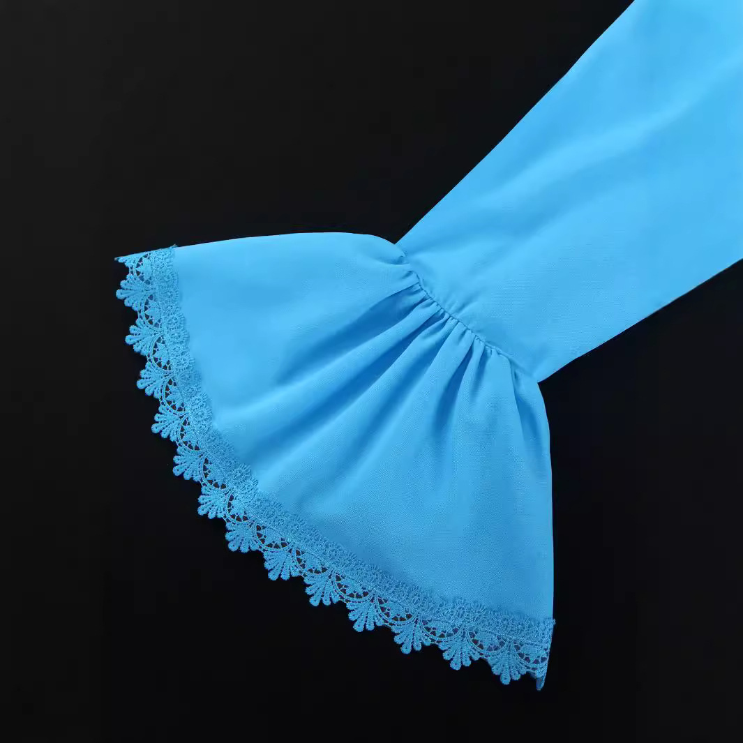 Women's Clothing solid color elegant big swing skirt dress pleated party trumpet sleeve dress _voghion.com