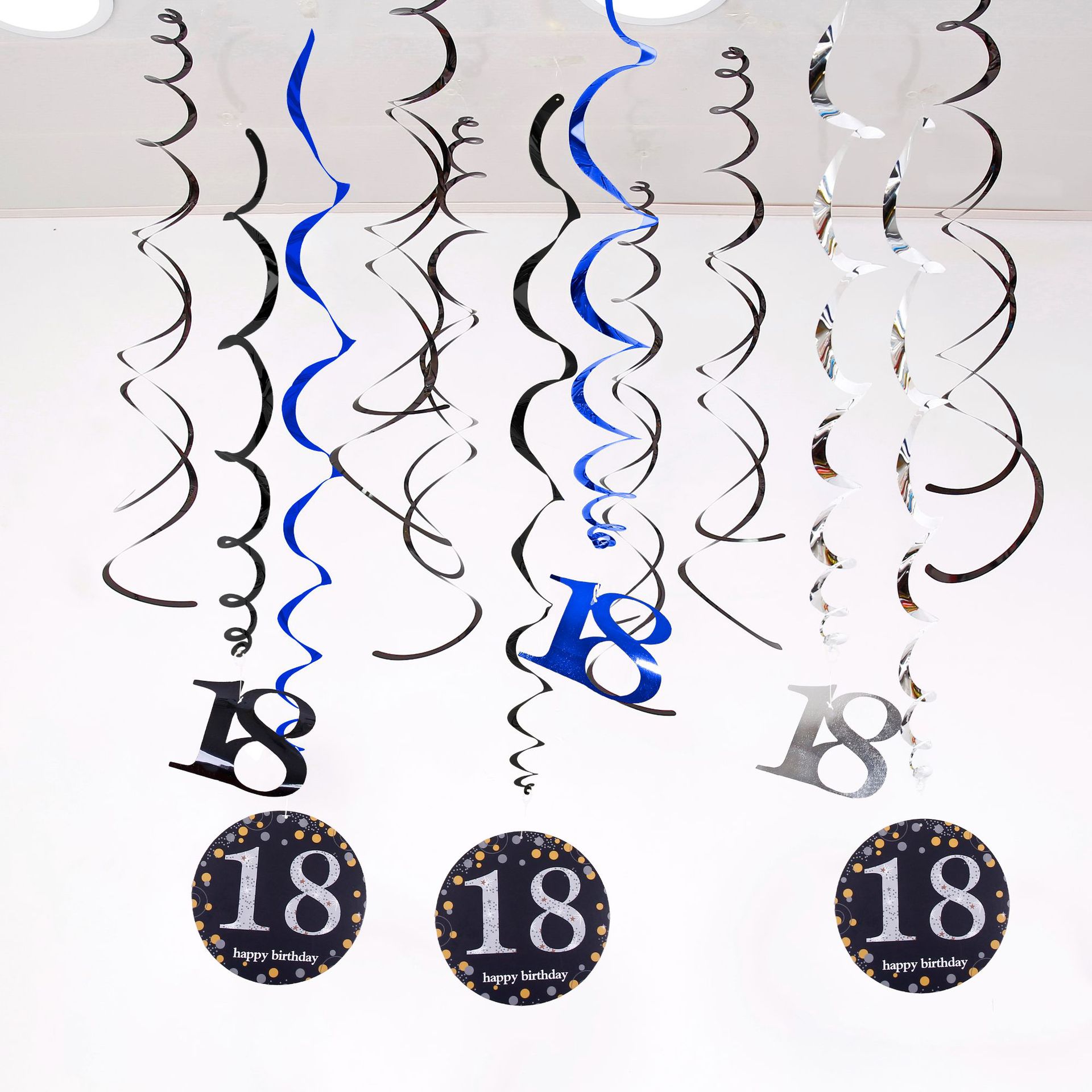 Fiesta de cumpleaños de Amazon Colgante en espiral de PVC de 12 piezas 30 años 40 años 50 años 60 años Decoración de cumpleaños