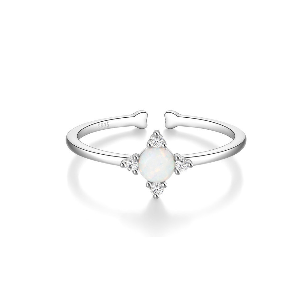 4g Weight Zircon Inlay Material Open Rings Classification Adjustable Ring Size 1 Piece Quantity Daily Occasion 925 Sterling Silver Material Heart Shape, Flower, Bow Knot Pattern Women's Gender Plating, Flowers Design Sweet, Shiny Style 925 Sterling Silver Zircon Heart Shape Flower Bow Knot Open Rings 48