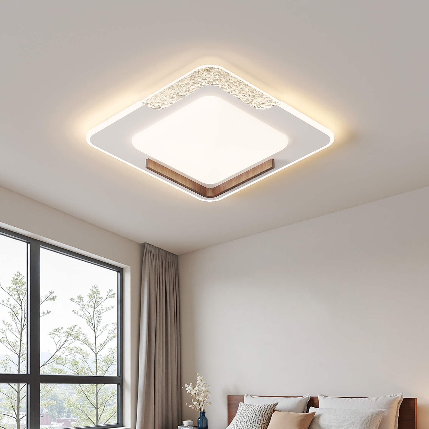 Luz de techo de la sala de estar moderna y simple lámpara de dormitorio principal 2026 nueva luz de techo de la habitación francesa 448L