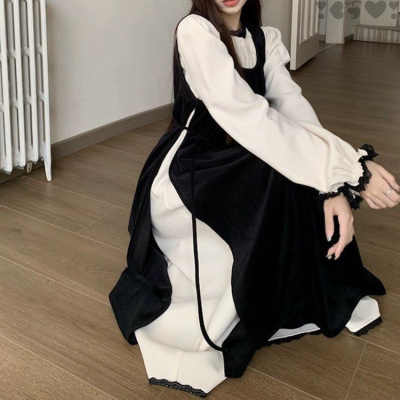 大码法式连衣裙女秋季新款胖mm梨型身材显瘦气质长款两件套装|undefined