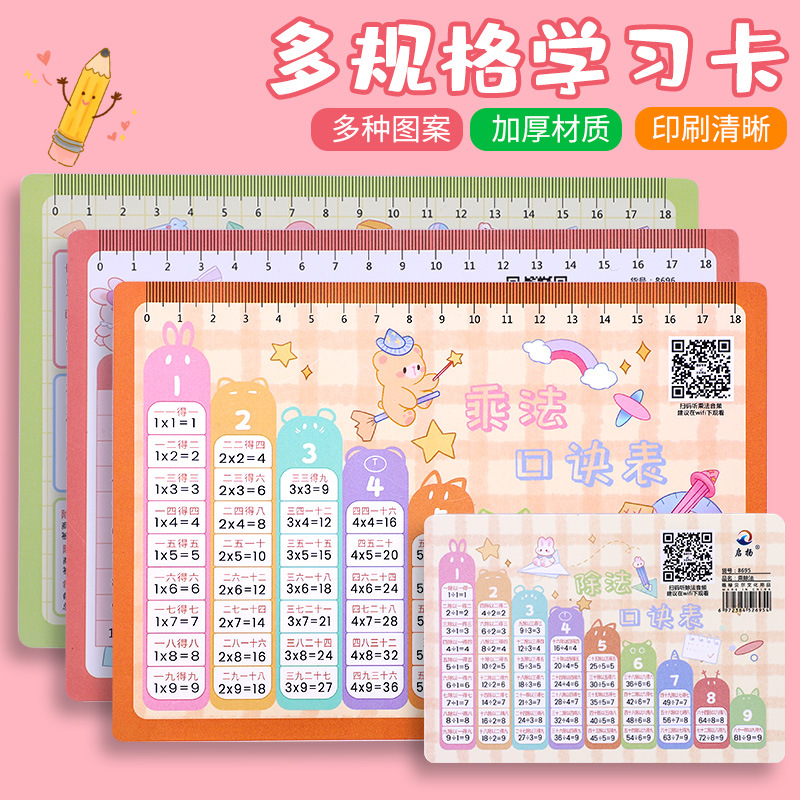 Elementary school multiplication table, bank card material English alphabet portable card mental arithmetic card teaching aid memory card
