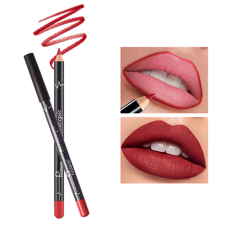 Hot Sale Lipliner Dumb Smooth Mouth Red Pen 12 Faarwen Waasserdicht Hook Line Lip Marker Make-up_voghion.com