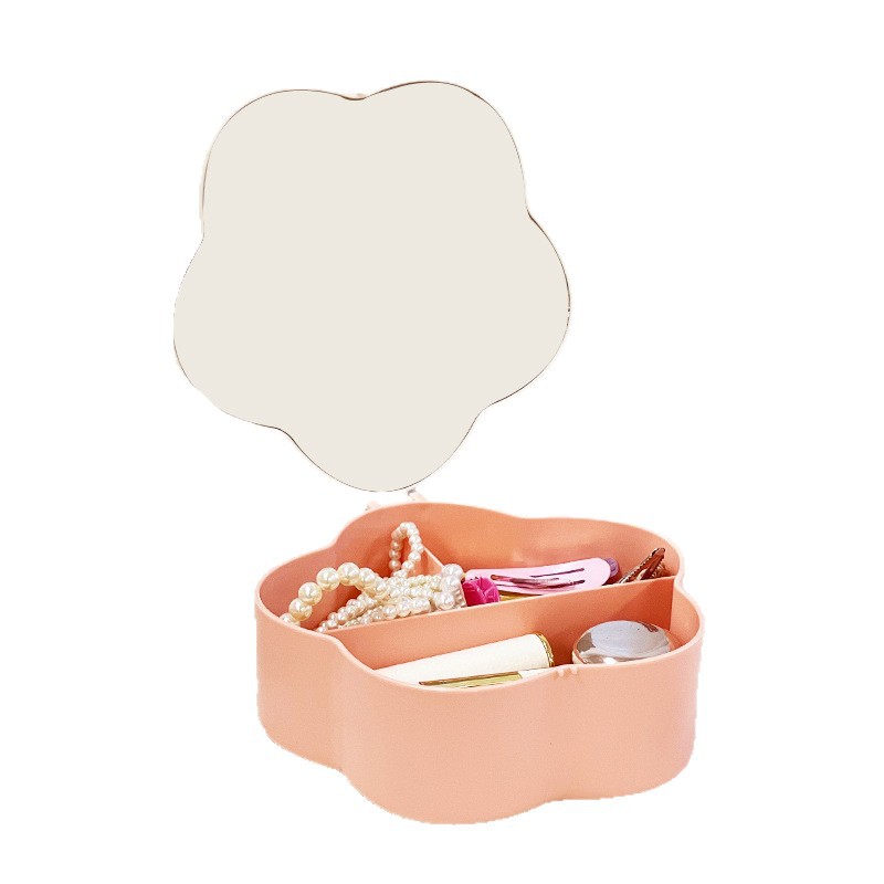 Espejo de maquillaje encantador, espejo de almacenamiento de flores, dormitorio doméstico, espejo de escritorio plegable, espejo de maquillaje de viento
