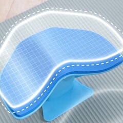 深くしゃがみます。お尻を上げます。ストレッチ器は女性の桃のお尻を持ちます。