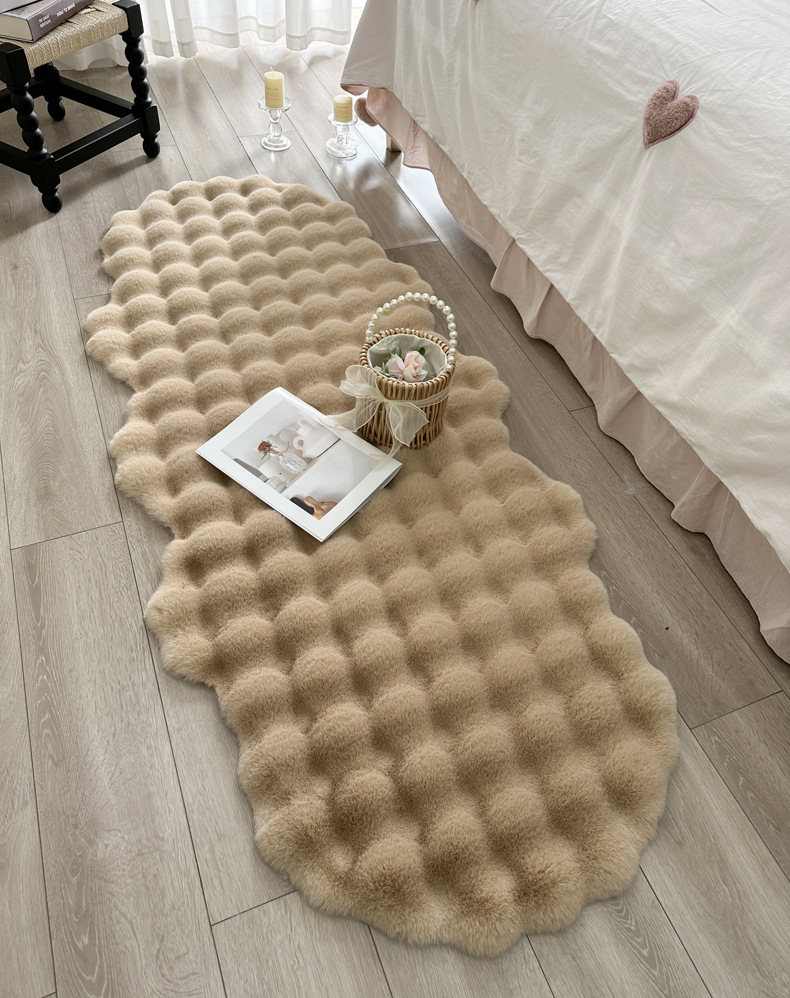 Imitation Rabbit Fur Bedroom Bedside Carpet Girl's Bedside Bubble Plush Floor Mat Bay Window Mat Living Room Coffee Table Sofa Cushion
