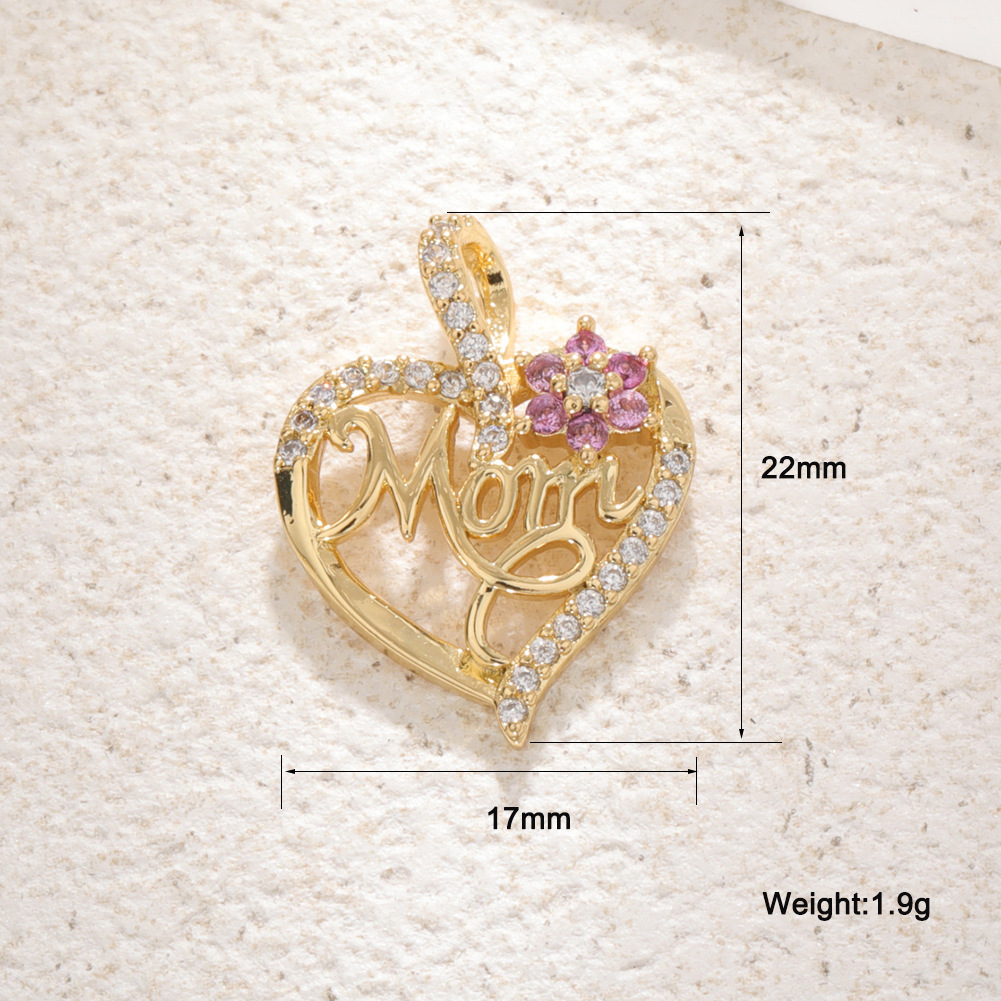 1g Weight Pendant Jewelry Making Type 1 Piece Quantity Daily Occasion Copper Material Mother'S Day Festival Letter, Heart Shape Pattern All Seasons Season Unisex Gender Enamel Design Shiny Style 1 Piece Copper Letter Heart Shape Pendant 19