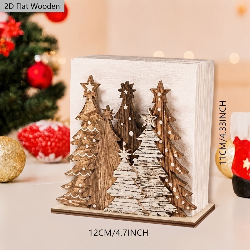 Cross-border supply for Amazon: Christmas paper towel holder, wooden, 2D Christmas tree design, tabletop napkin holder, holiday decoration Cross-border supply for Amazon: Christmas paper towel holder, wooden, 2D Christmas tree design, tabletop napkin holder, holiday decoration