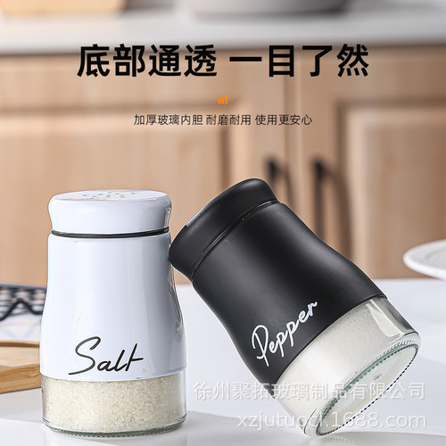 Hot salt and pepper bottles stainless steel glass sprinklers 4oz seasoning bottles with iron frame shelves spice bottles