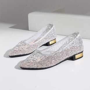 L 22627L Women's Hollow Mesh Flat Shoes Ůʽ�U��ƽ��Ь