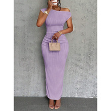 V 32728 Wavy off shoulder dress ˮ����б������ȹ�羳��ó