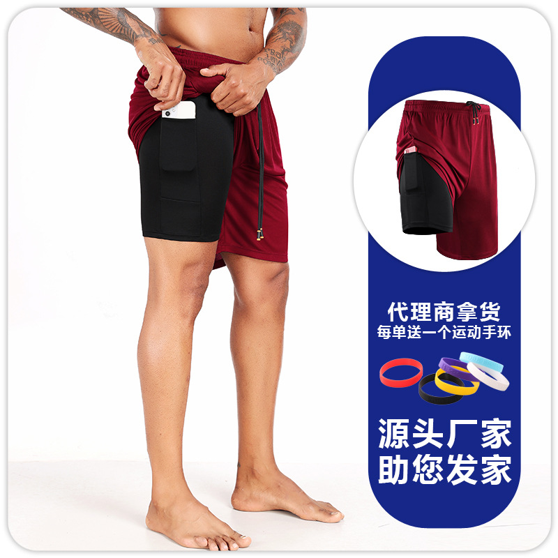 B6150 pantalones cortos falsos de hombre de verano delgados sueltos casuales de cinco puntos respirables pantalones de baloncesto para correr