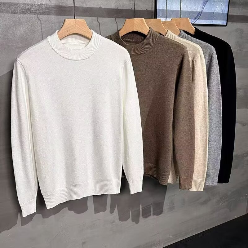 Spring, Autumn and Winter High-Neck Knit Sweater for Men and Women, Solid Color Winter Base Layer, Thickened Versatile Base Layer Sweater for Men