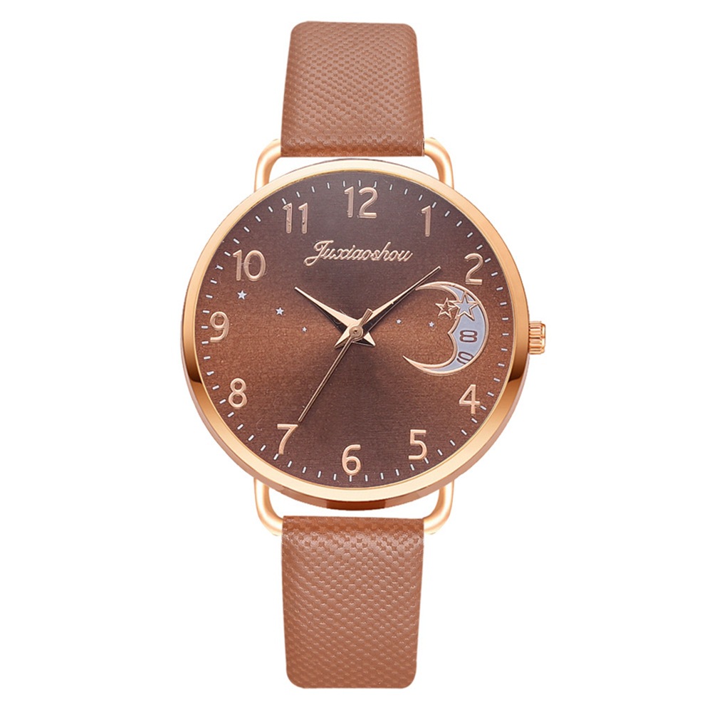 Orologio da studente in oro rosa con cinturino minimalista da donna con motivo stella lunare, nuovo prodotto caldo e alla moda 2024_voghion.com