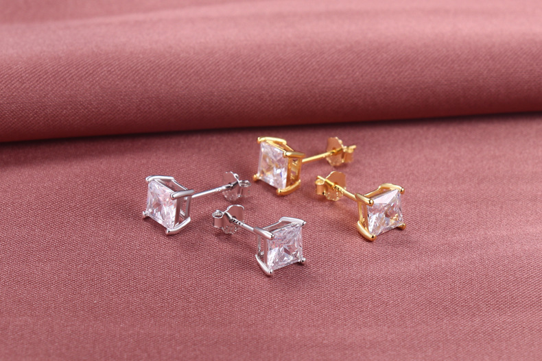 Fashion Geometric Sterling Silver Zircon Earrings 1 Pair display picture 3
