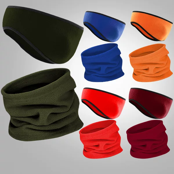Winter Fleece Thickeneded Neck Scarf and Earmuffs Combination Warm and Breathable Cycling Mask Outdoor Sports and Cold Protection Earmuffs
