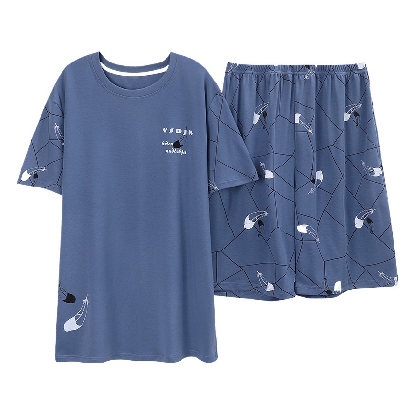 Pijamas de los hombres de verano de algodón de manga corta casual de verano pijamas de los hombres delgados más el tamaño de verano traje de desgaste para el hogar se puede usar fuera