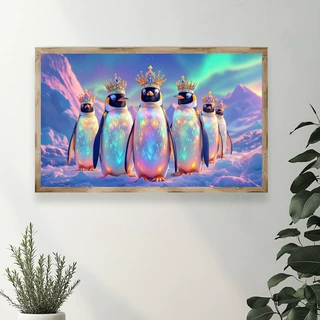 钻石画手工定制DIY跨境十字绣批发新款TEMU星光企鹅风景挂画钻石