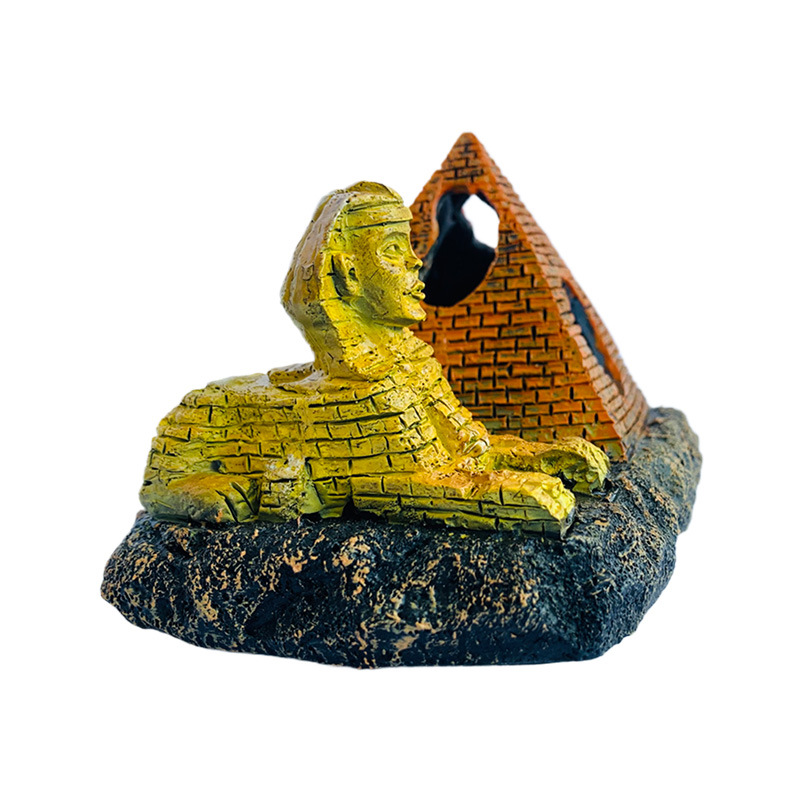 Pescado Camarón tortuga mini loro cría olla escape casa pecera paisaje decoración pirámide León estatua decoración resina