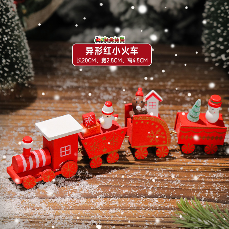 クロスボーダークリスマスギフトクリスマスギフト木製塗装電車装飾クリエイティブオーナメントオーナメントホリデーアレンジメント|undefined