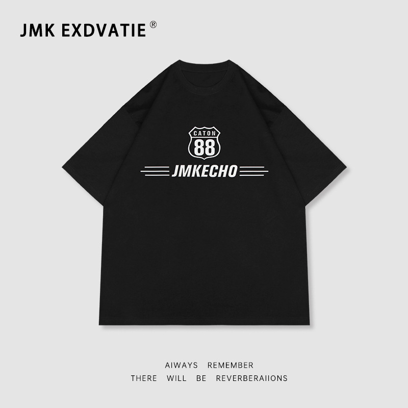 JMK EXDVATIE men's summer American fashion brand three-dimensional thick plate printed Street loose men's and women's short-sleeved T-shirt