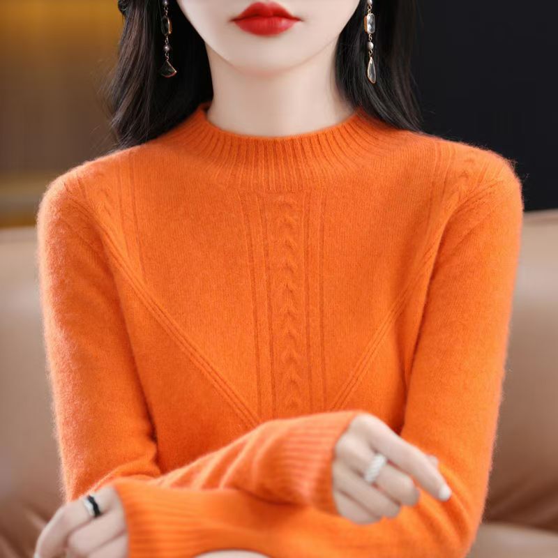 2025 Winter Half Turtleneck Thickeneded Women's Cashmere Sweater Brand Warm Pure Color High-End Knitted Sweater Bottoming Shirt for Women