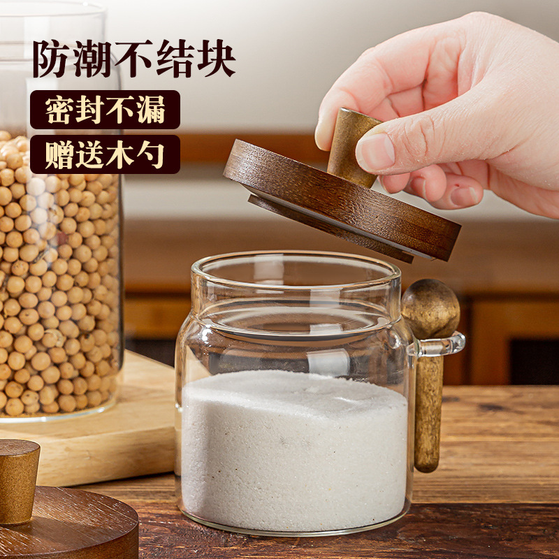 Tanque de almacenamiento de granos de café Tanque sellado de vidrio al vacío Tanque de almacenamiento de prensa Tanque de almacenamiento de té de leche en polvo a prueba de humedad