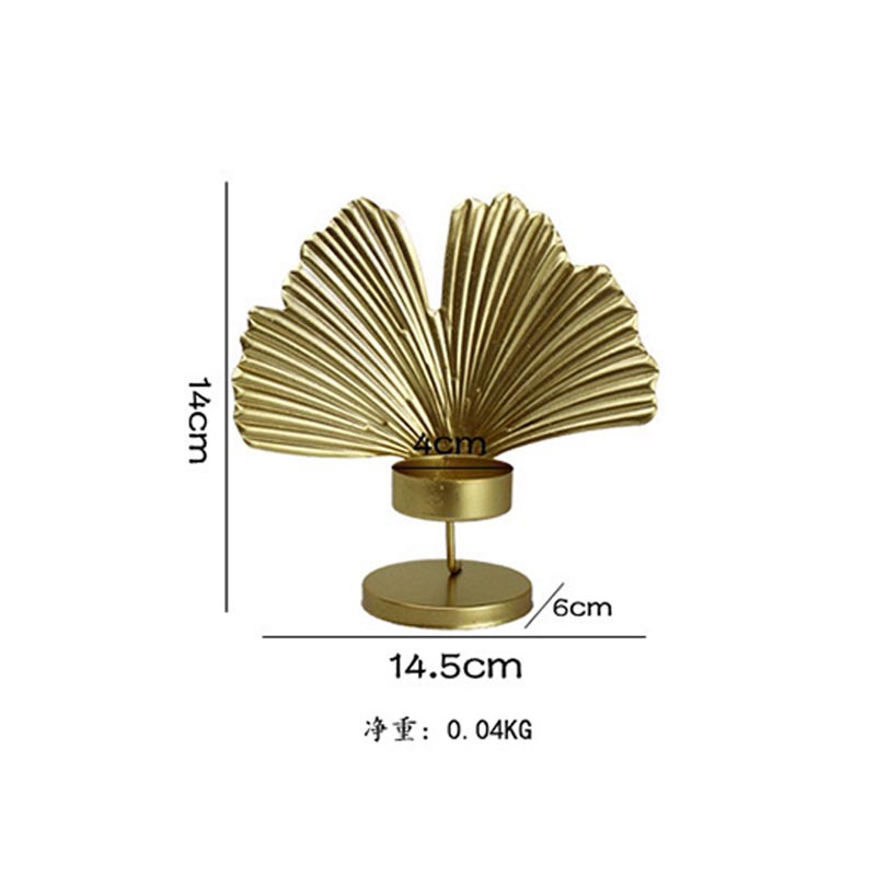 Factory Nordic Wrought Iron Candlestick Golden Base Living Room Table Decoration Minimalist Creative Golden Leaf Crafts