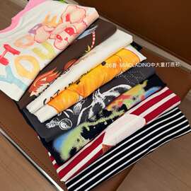 15522妙拉丁春季新款儿童印花长袖打底衫 中大童休闲条纹卡通上衣