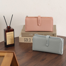 新款女士长款钱包日韩小清新纯色拉链长款手拿包多卡位折女皮夹