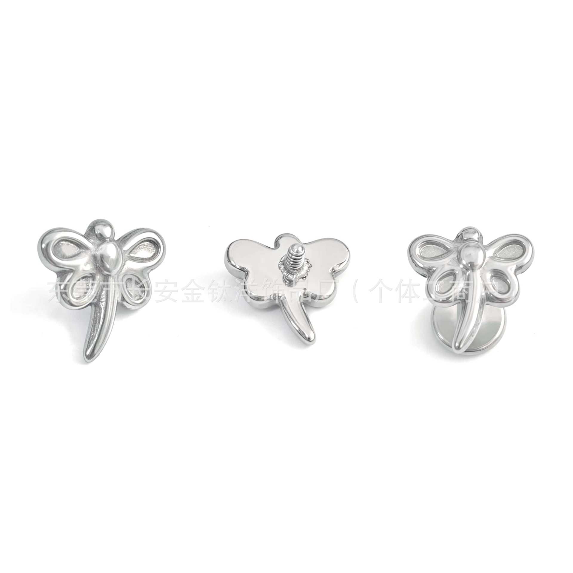 F136 Titanium Finely Carved 3D Dragonfly Animal Ear Studs Nose Studs Ear Bone Studs G23 Titanium Body Piercing Jewelry detail image 8