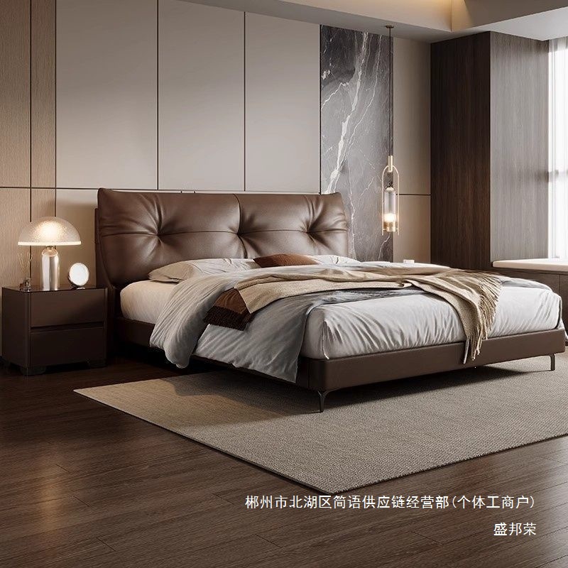 Fábrica directa italiana cama minimalista atmósfera dormitorio principal doble cama de lujo moderna simple 2026 nueva cama individual Otros