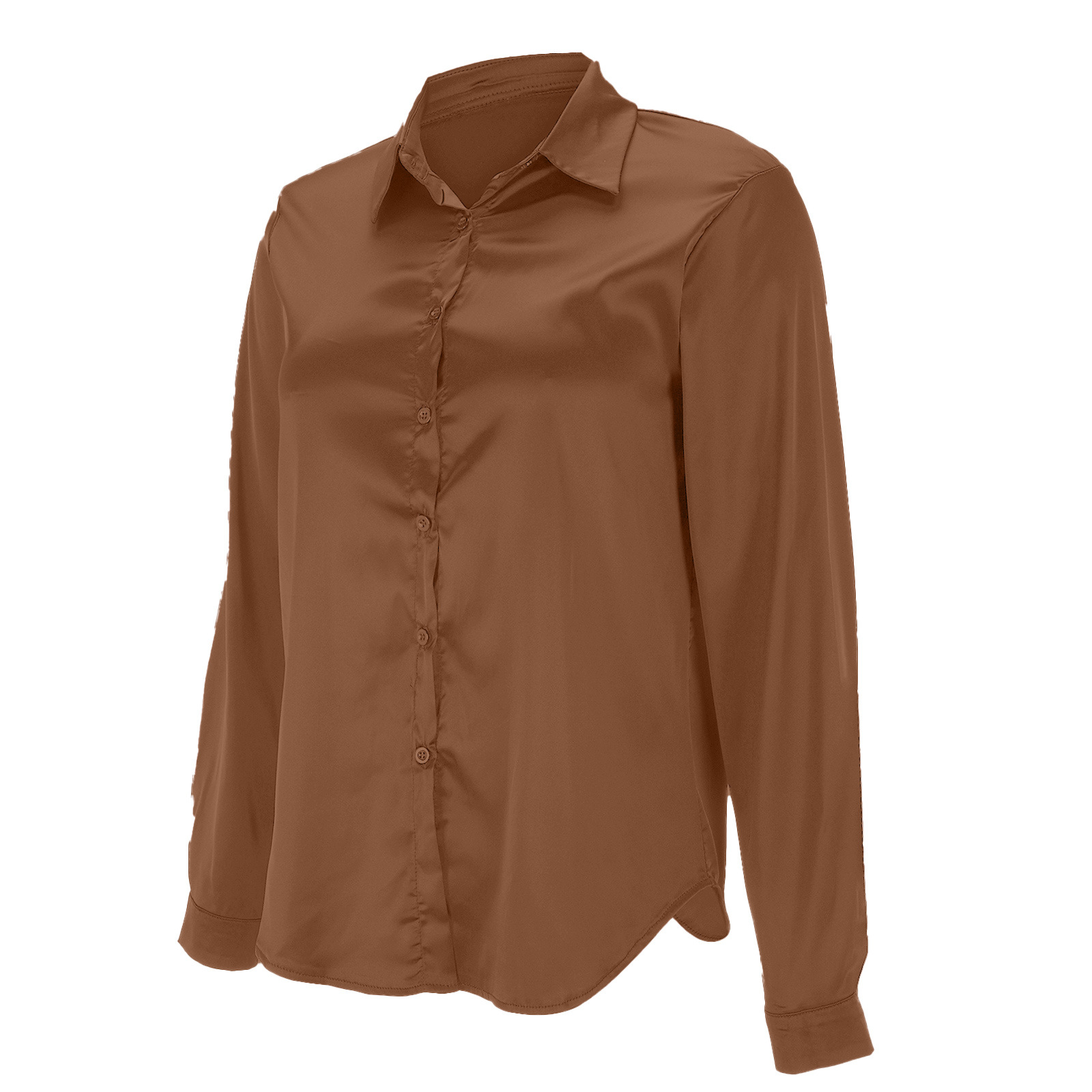 Popular Item On 's European And American Independent Sites: Women's Pullover V-neck Solid Color Elegant Satin_ecoleips.com