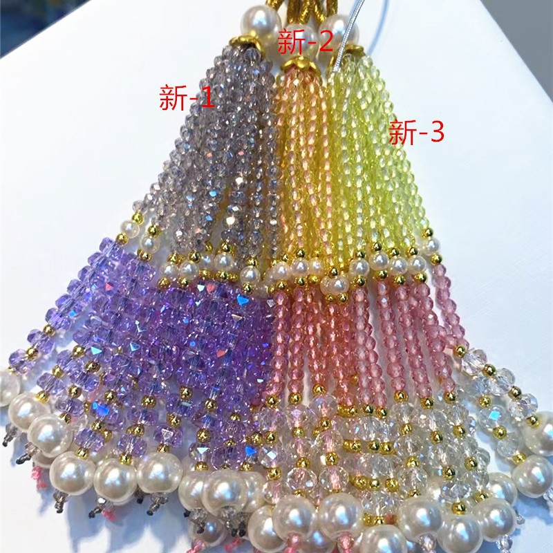 原创设计尖晶白贝珠旗袍压襟汉服流苏挂件胸针耳坠手链DIY珠珠穗