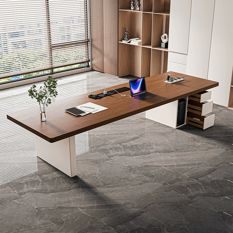 Solid Wood Desk, Modern and Simple Boss Desk, Italian Light Luxury Computer Desk, Large Board Desk, Workbench, High-End