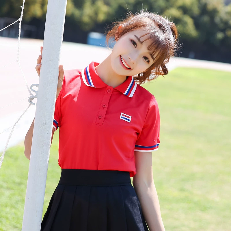 [Плюс десять очков] Летняя новая стильная футболка с короткими рукавами и лацканами в корейском стиле, модная универсальная рекламная рубашка в консервативном стиле с текстом для печати