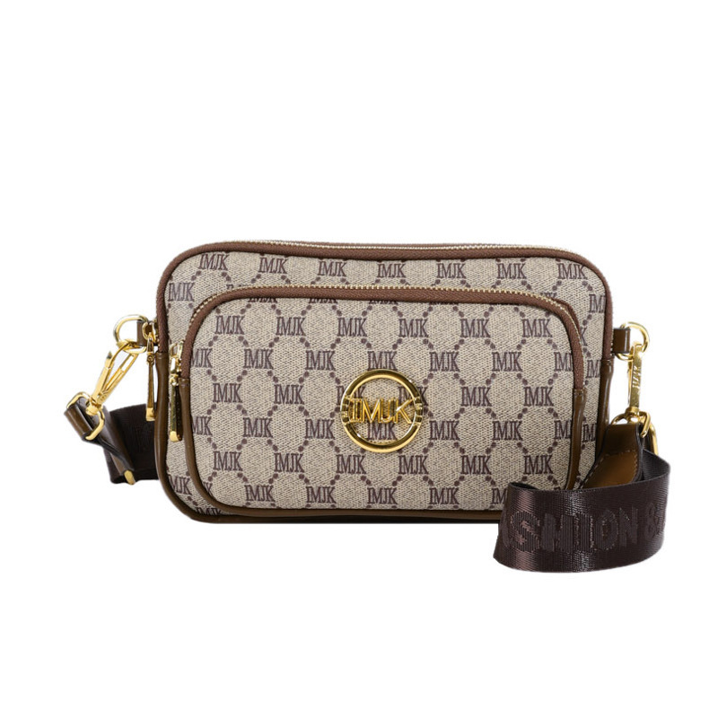 Bolso de sentido premium para mujer 2025 nueva moda con estampado de letras Bolso para teléfono móvil de tres capas Bolso bandolera de banda ancha salvaje