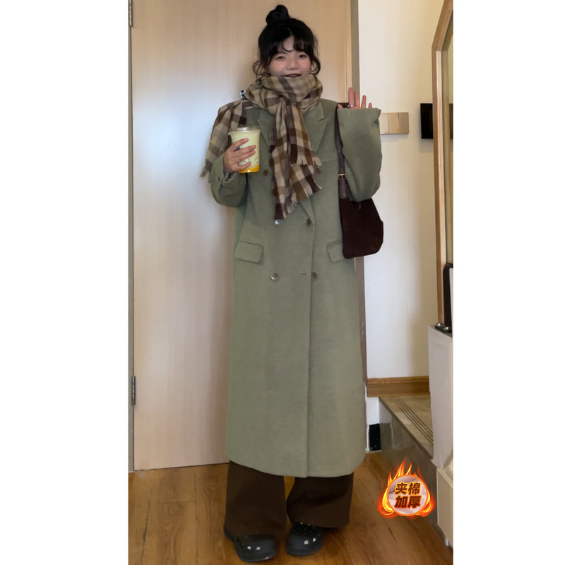 觅定灰色毛呢大衣正肩外套女冬季高级感长款西装呢子黑色小个子|undefined