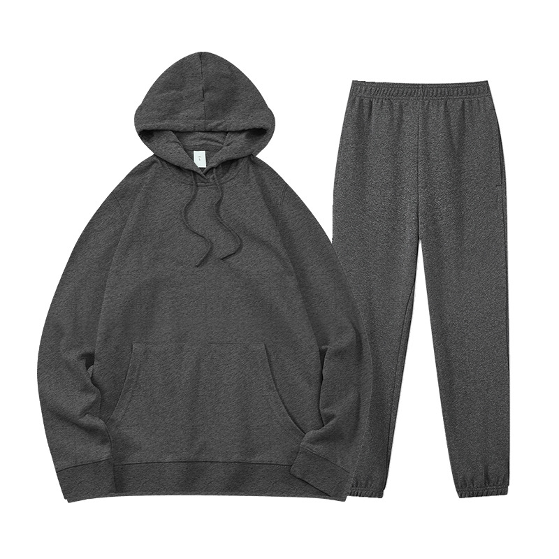 Otoño e invierno nuevo europeo y americano de dos piezas transfronteriza casual deportes con capucha sueltos suéter pantalones traje impreso logotipo