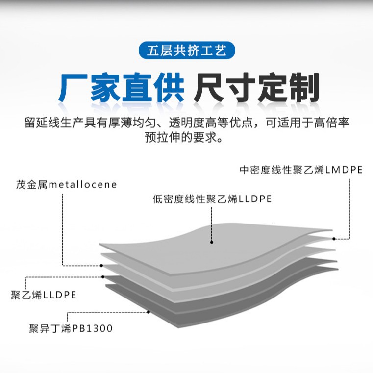 缠绕膜50cm宽工厂用托盘打包聚乙烯pe膜工业自粘透明拉伸膜黑色膜