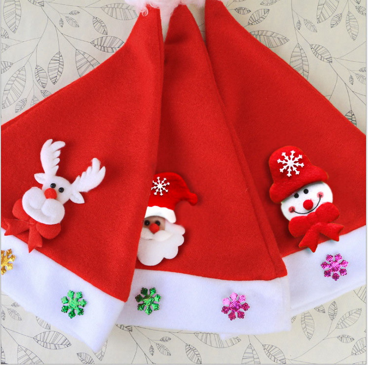 Christmas decoration supplies adult and children's hats party supplies evening children cartoon printed Christmas hats wholesale
