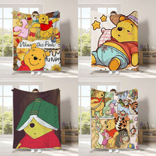 维尼小熊卡通印花毛毯儿童法兰绒毯子圣诞节日毯跨境亚马逊休闲毯