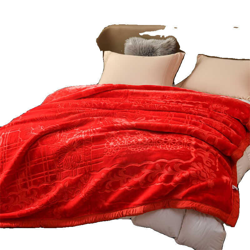 웨딩 빅 레드 담요 축제 웨딩 레드 퀼트 두꺼운 더블 담요 알몸 슬리핑 클라우드 담요 함께 달리기