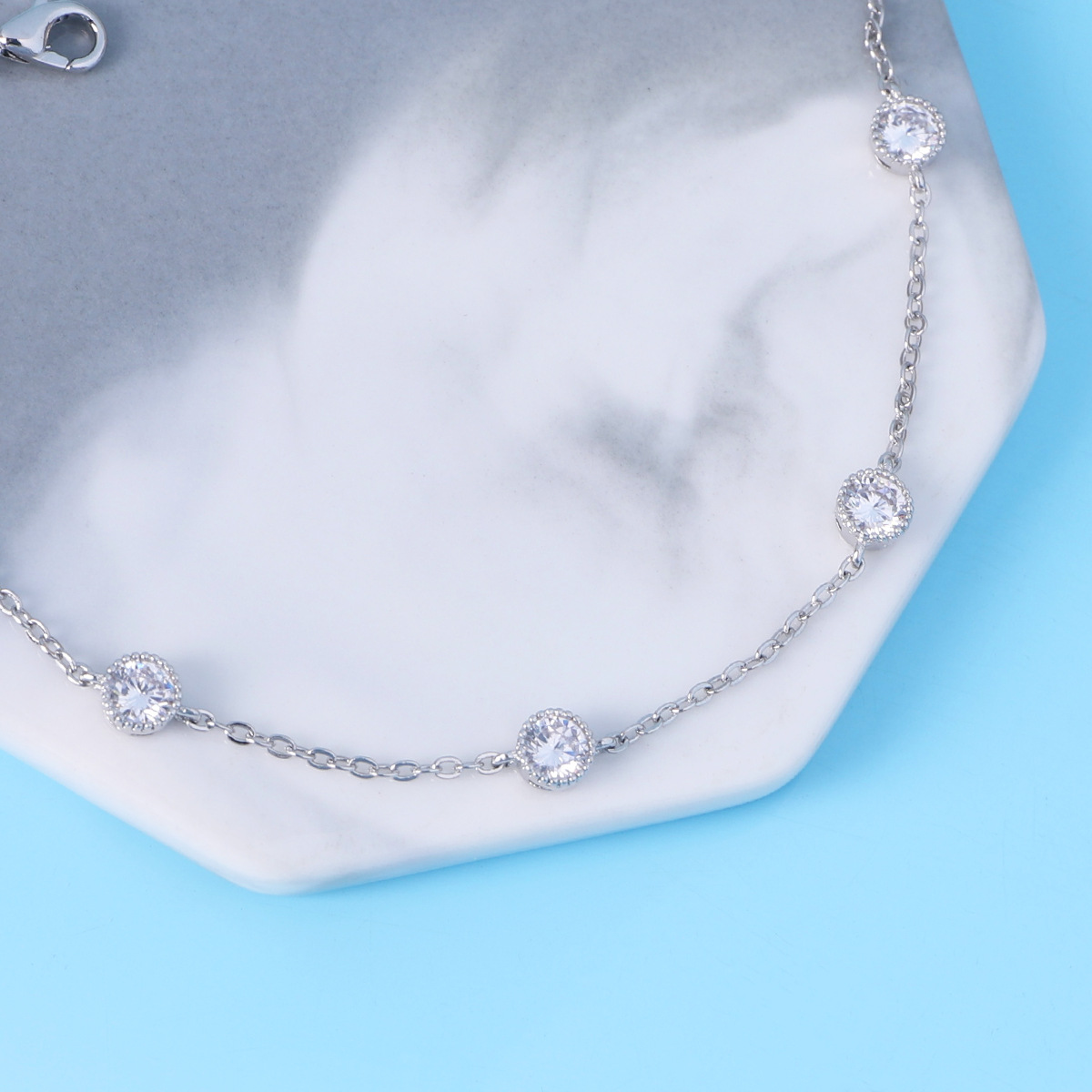 Simple Style Geometric Copper Bracelets Inlay Zircon Copper Bracelets