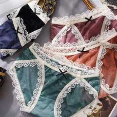 日系純棉中腰蕾絲女士內褲無痕抗菌性感火辣內褲女透氣魅惑三角褲