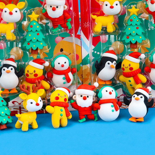 Christmas eraser, high-looking cartoon shape, detachable eraser, Christmas tree desktop ornament, decoration eraser