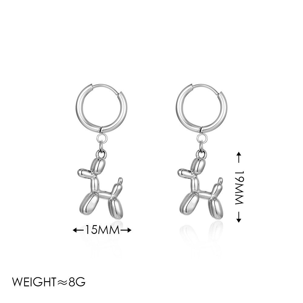 스틸 + 강아지 귀걸이