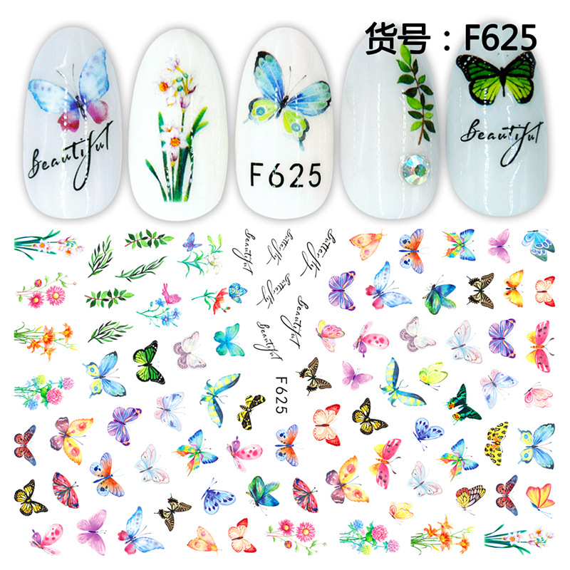 Nuevos productos de primavera de color mariposa pegatinas de manicuras de comercio electrónico transfronterizo pegatinas de manicuras mariposa WG1300-1311