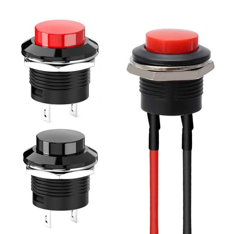 按钮开关R13-507自复位无锁开关开孔16MM卡式圆形点动2脚按键开关