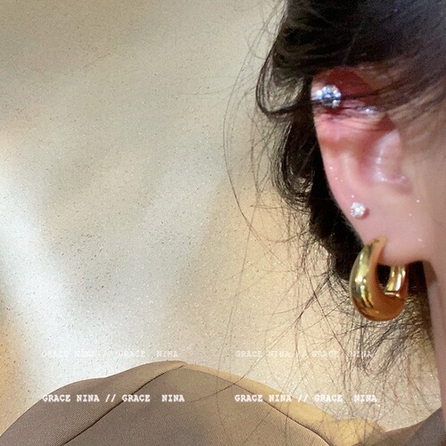 Metal cold style hoop earrings niche design high-end earrings new 2024 hot style temperament earrings for women